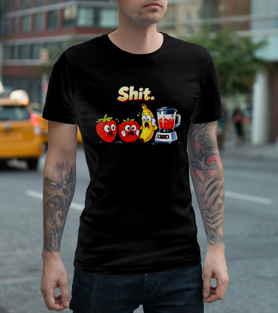 Panic Fruit Characters Blender Humor Smoothie Shit T-Shirt