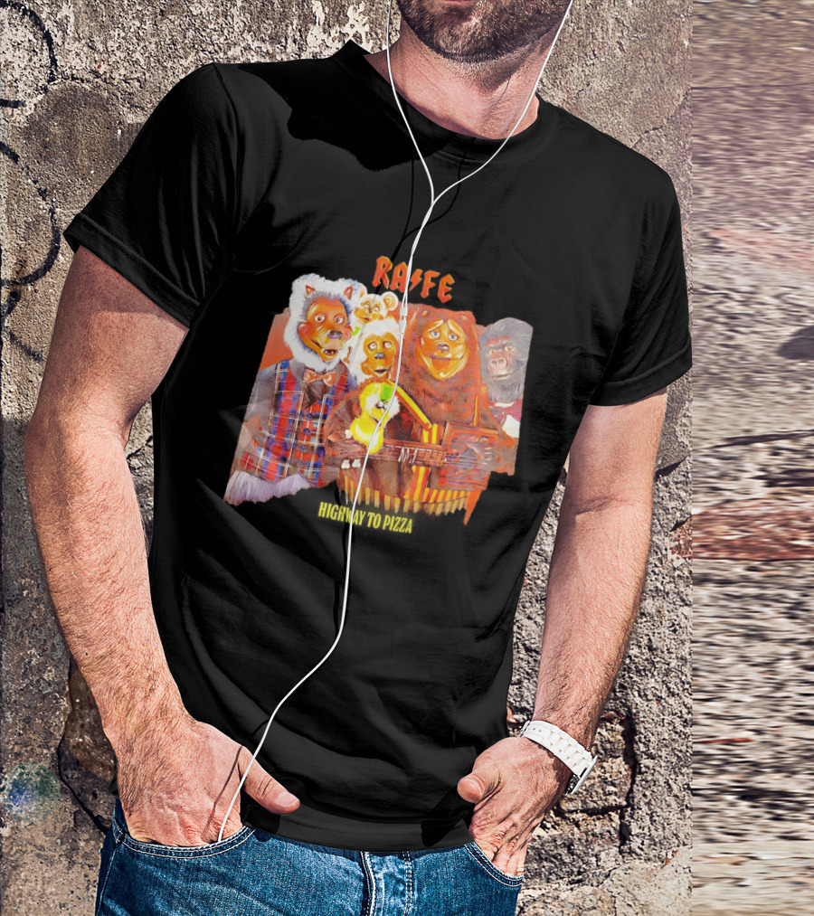 Rafe Highway To Pizza Characters With Animals And Guitar T-Shirt