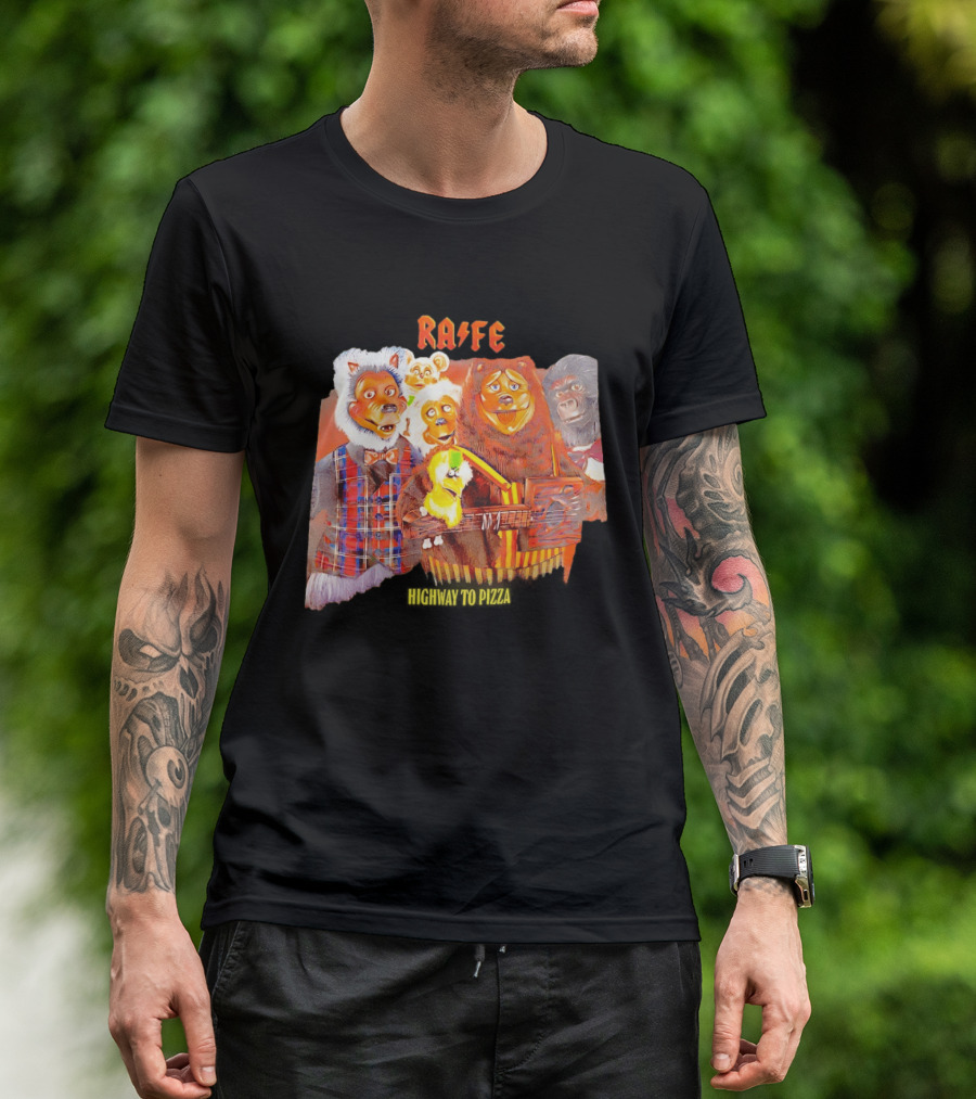 Rafe Highway To Pizza Characters With Animals And Guitar T-Shirt