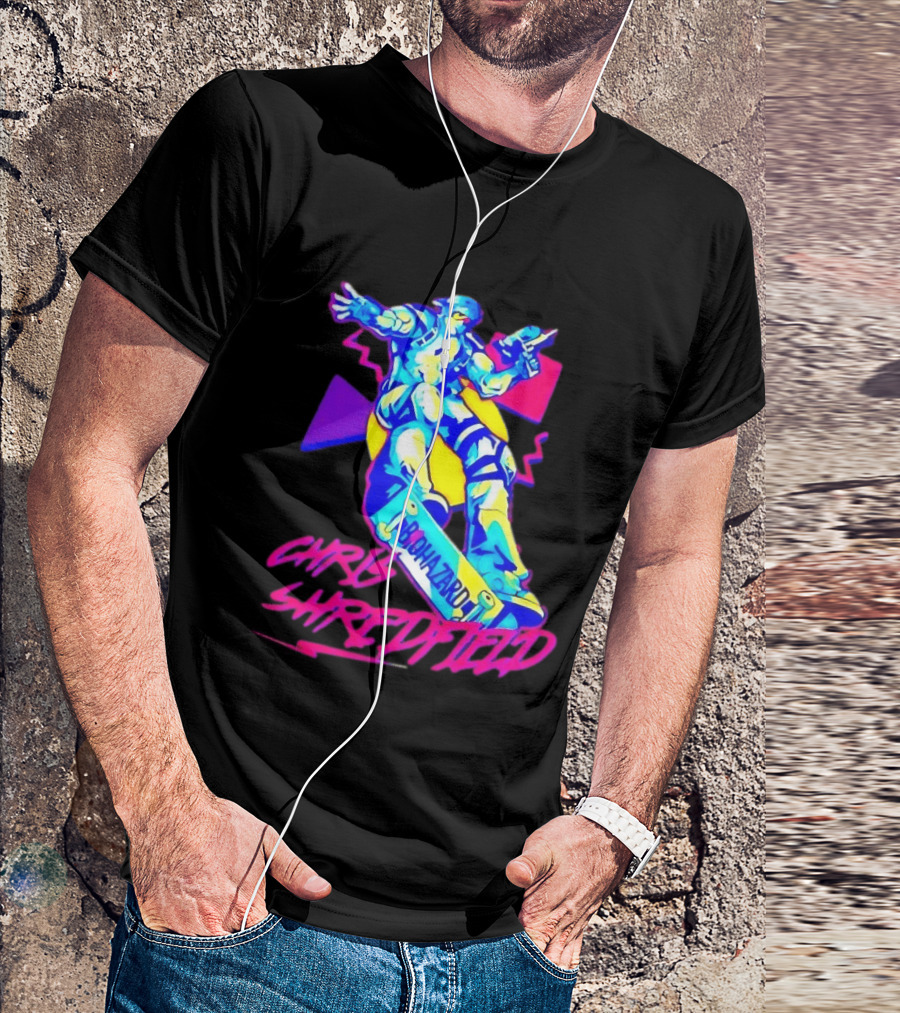 Chris Shredfield Brohazard Skateboarding Robot Neon T-Shirt