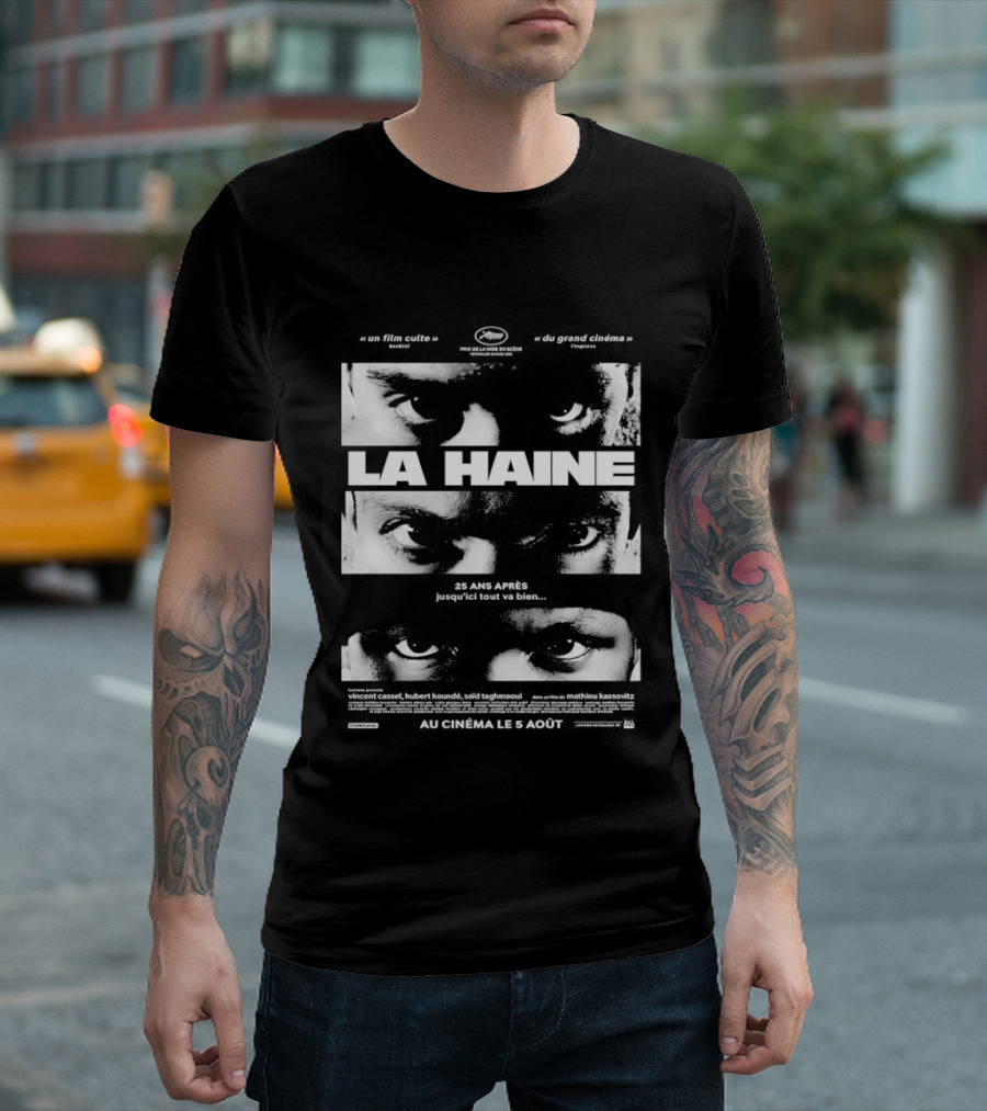 La Haine 25 Ans Après Jusqu'ici Tout Va Bien Face Eyes Flame T-Shirt