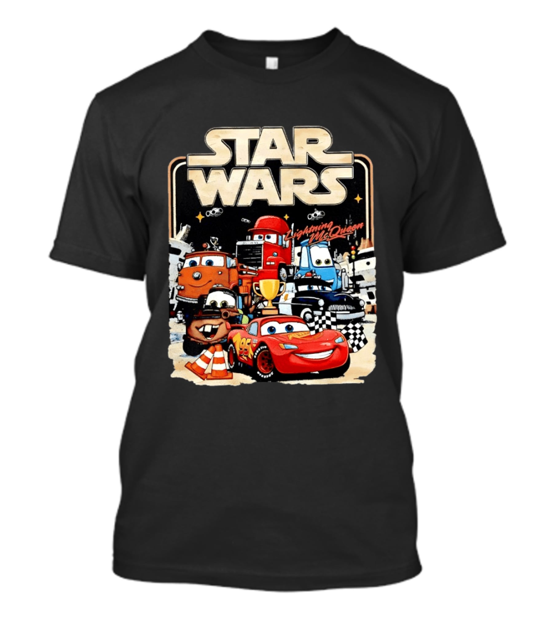 STAR WARS Lightning McQueen Racing Adventure With Cars Characters T-Shirt