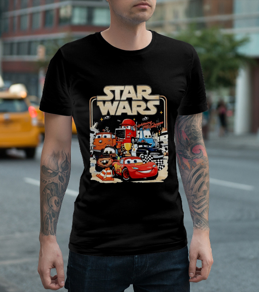STAR WARS Lightning McQueen Racing Adventure With Cars Characters T-Shirt