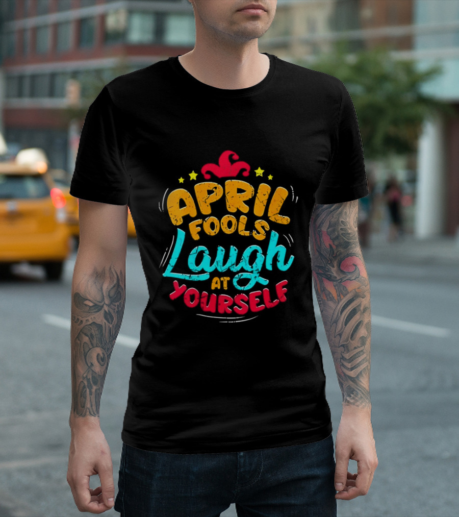 April Fools Laugh At Yourself Fun Jester Hat Stars T-Shirt