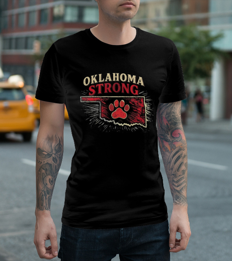 Oklahoma Strong Paw Print I'd Rather Be With My Dog T-Shirt
