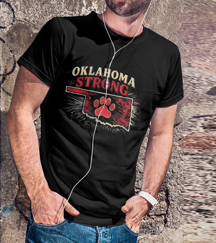Oklahoma Strong Paw Print I'd Rather Be With My Dog T-Shirt