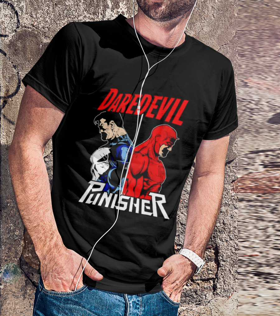 Daredevil Punisher Split Silhouette Marvel Characters T-Shirt