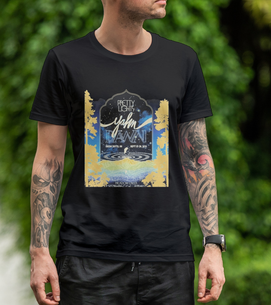 Pretty Lights Yahn Dawn 2026 Buena Vista Colorado Meadow Creek September 18 20 Event T-Shirt