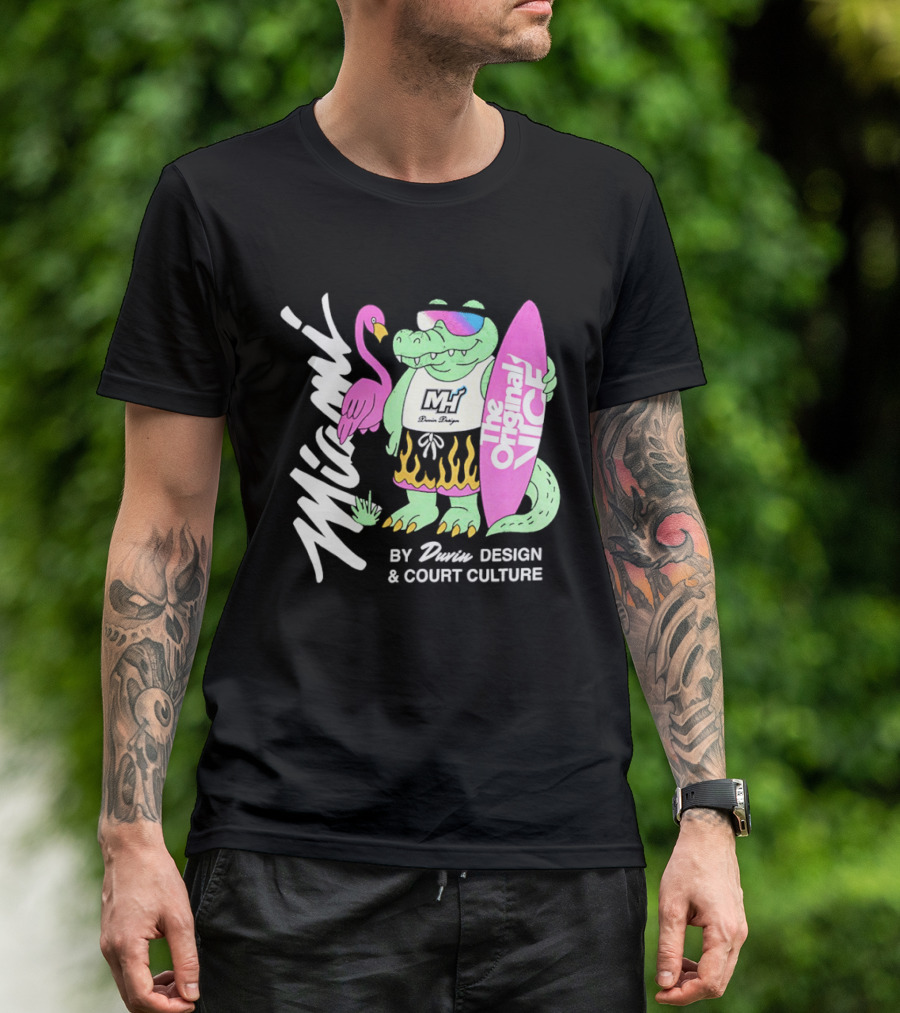 Miami Gator Flamingo Vibe The Original Vice By Dunin Court Culture T-Shirt