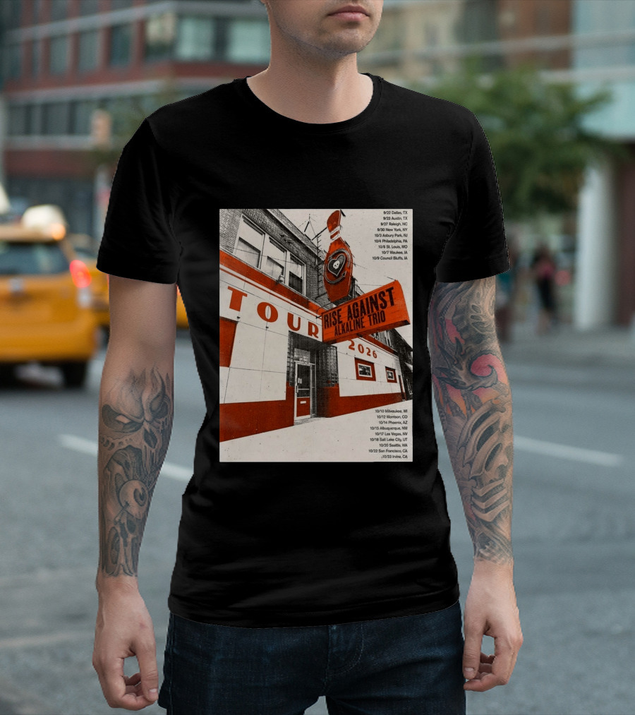 Rise Against Alkaline Trio Tour 2026 North America Dates Dallas Austin Chicago Seattle T-Shirt