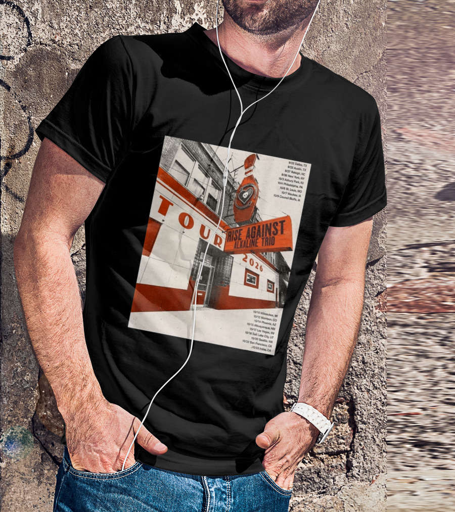 Rise Against Alkaline Trio Tour 2026 North America Dates Dallas Austin Chicago Seattle T-Shirt