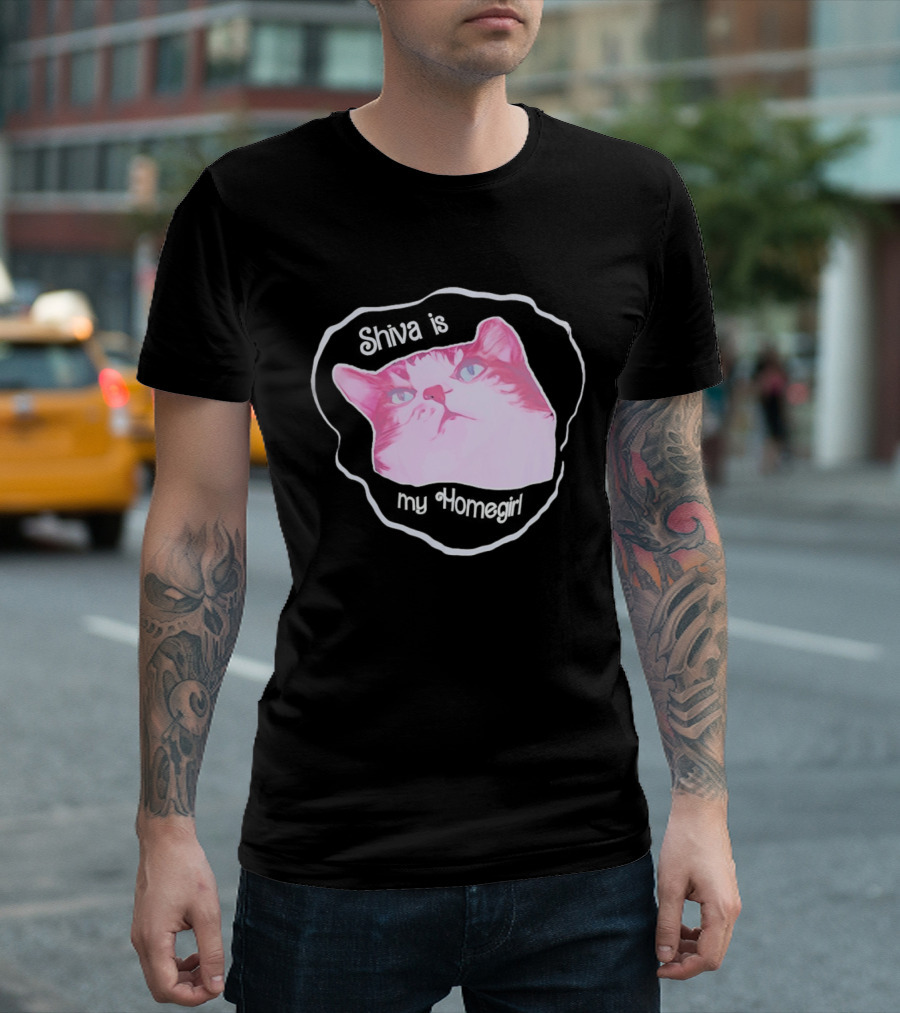 Shiva Is My Homegirl Pink Cat Face T-Shirt