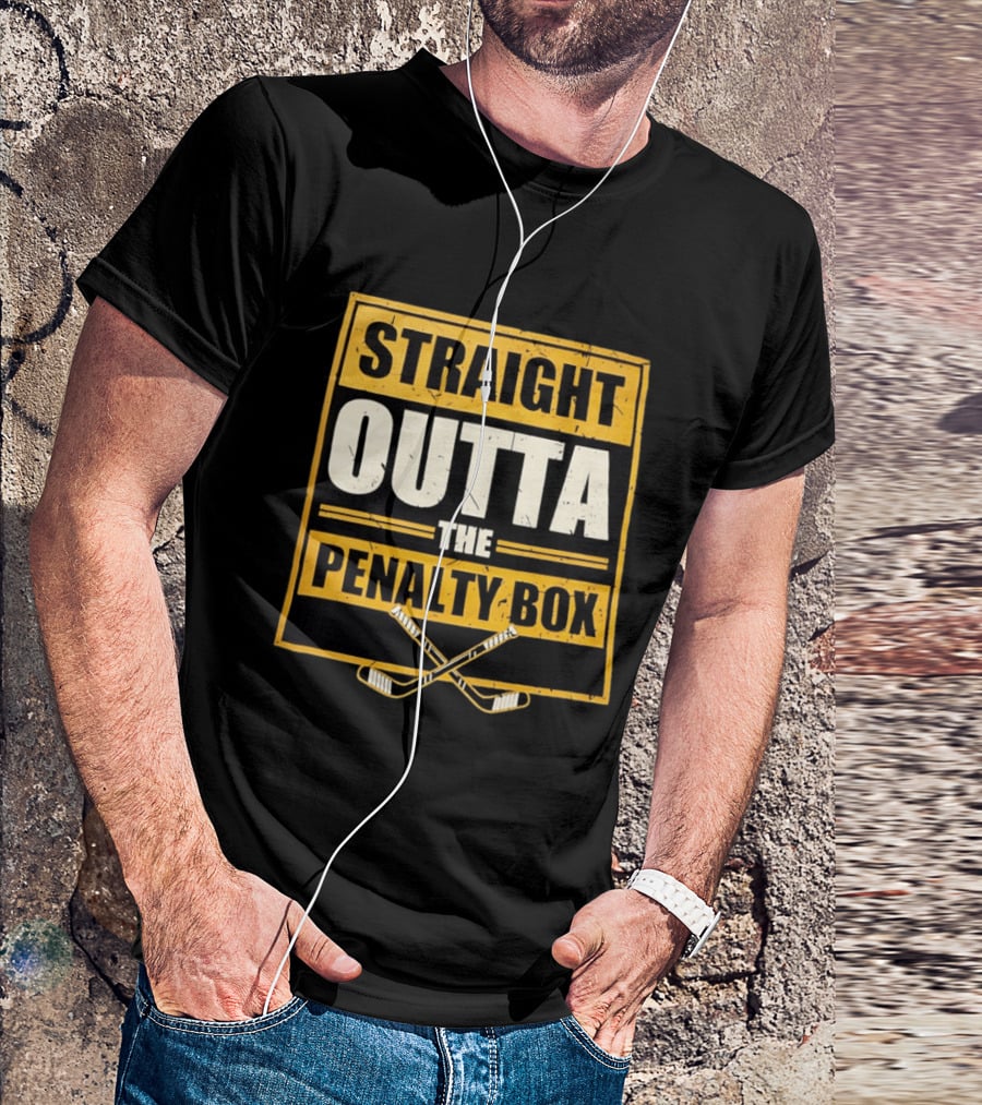 Straight Outta The Penalty Box Hockey Crossed Sticks T-Shirt