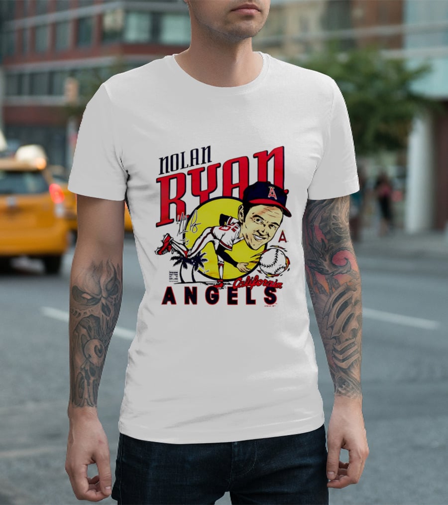 Nolan Ryan California Angels Caricature T-Shirt