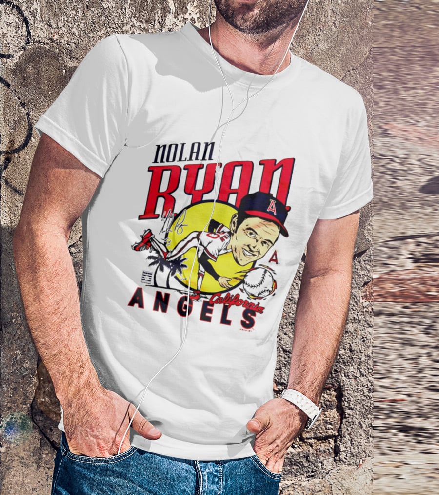 Nolan Ryan California Angels Caricature T-Shirt
