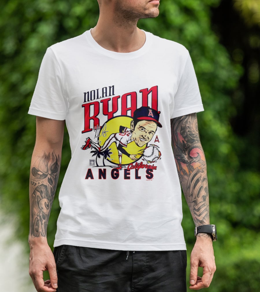 Nolan Ryan California Angels Caricature T-Shirt