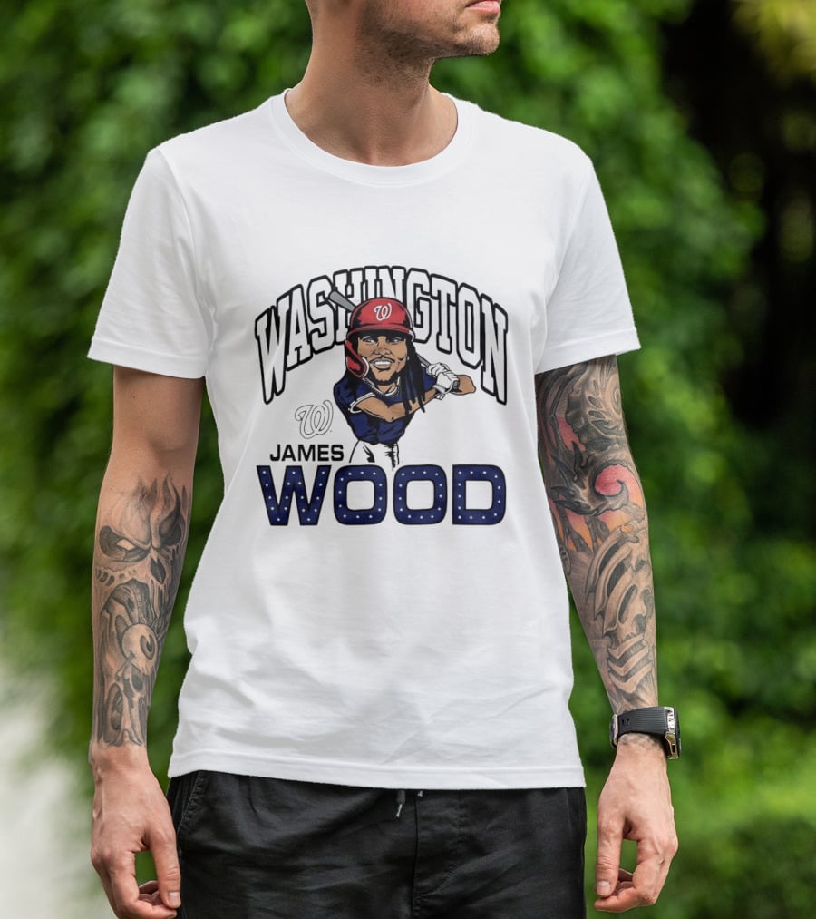 Washington Nationals James Wood MLB Baseball Caricature T-Shirt