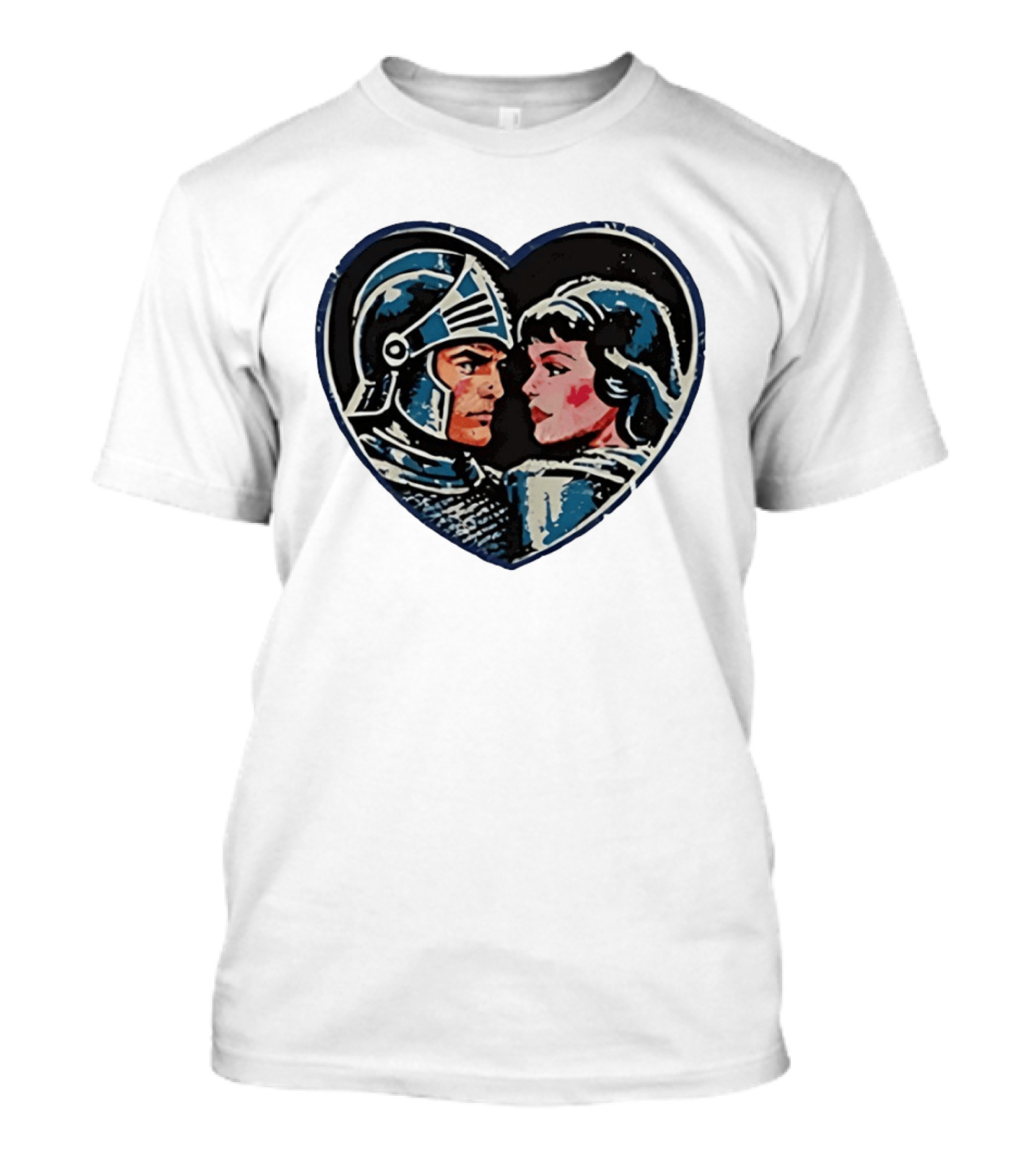 Couple Knight Medieval Dark Fantasy Heart Shape T-Shirt