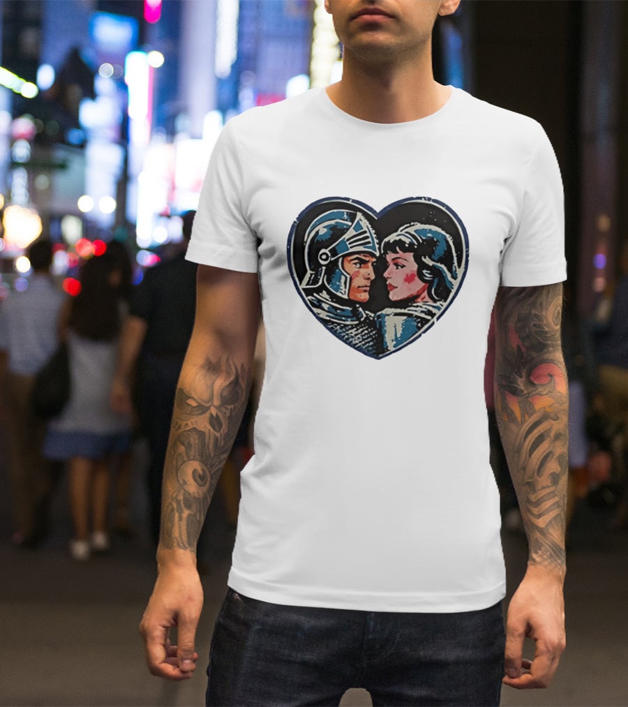 Couple Knight Medieval Dark Fantasy Heart Shape T-Shirt