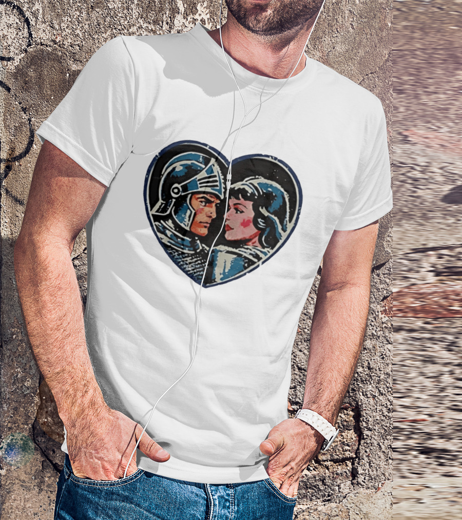 Couple Knight Medieval Dark Fantasy Heart Shape T-Shirt
