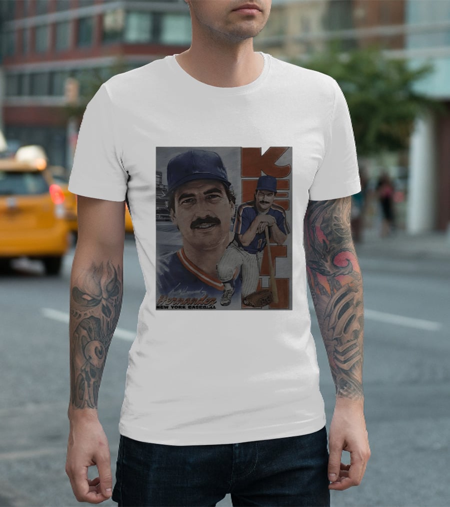 Keith Hernandez New York Baseball Mets Player Portrait With Bat T-Shirt
