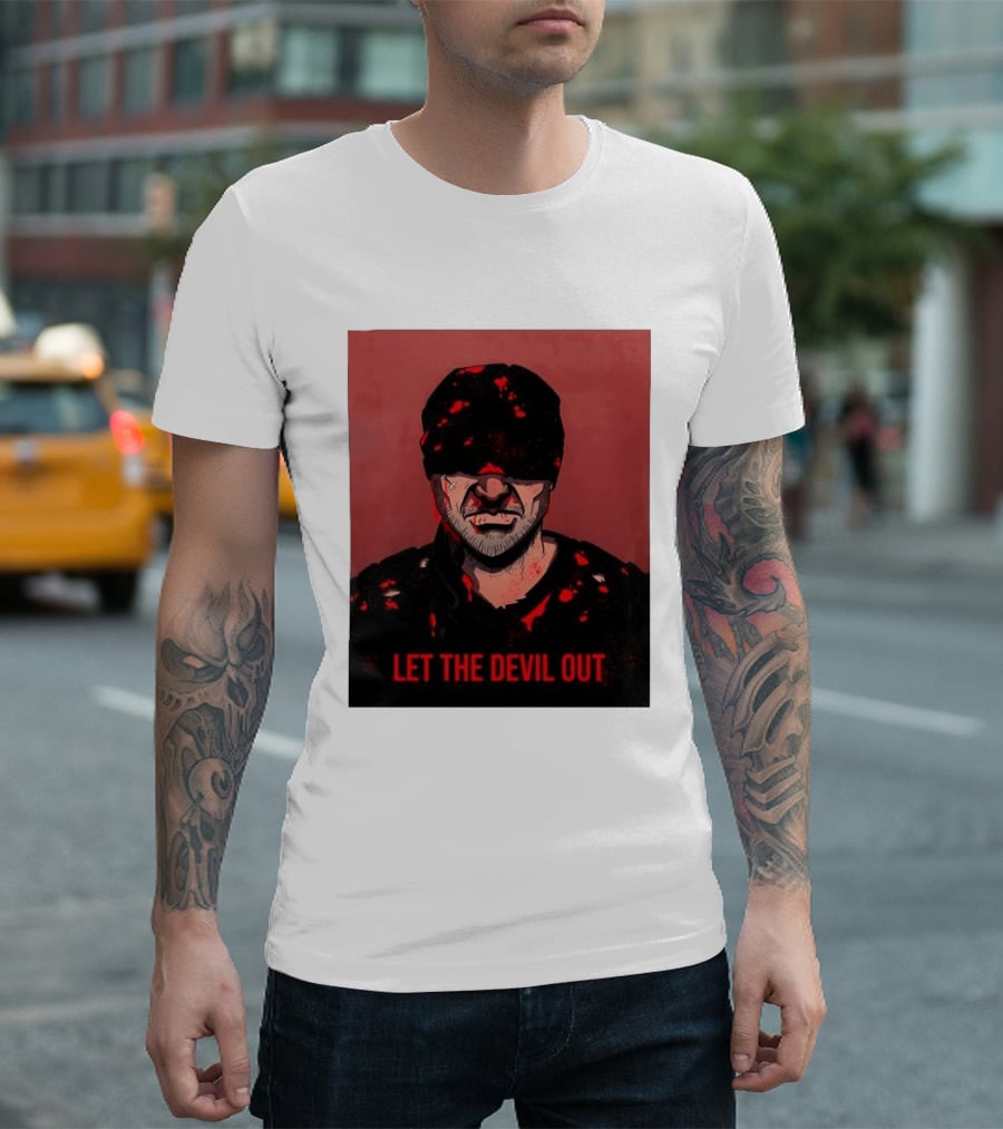 Daredevil Let The Devil Out Blindfolded Hero T-Shirt
