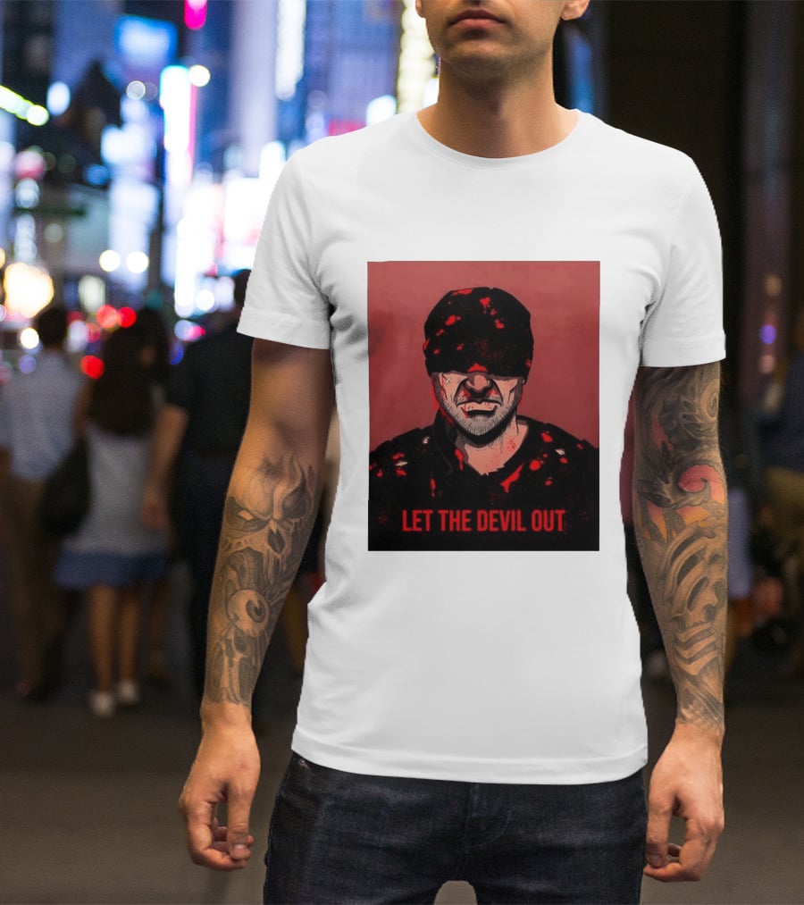 Daredevil Let The Devil Out Blindfolded Hero T-Shirt