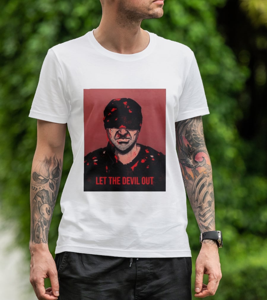 Daredevil Let The Devil Out Blindfolded Hero T-Shirt