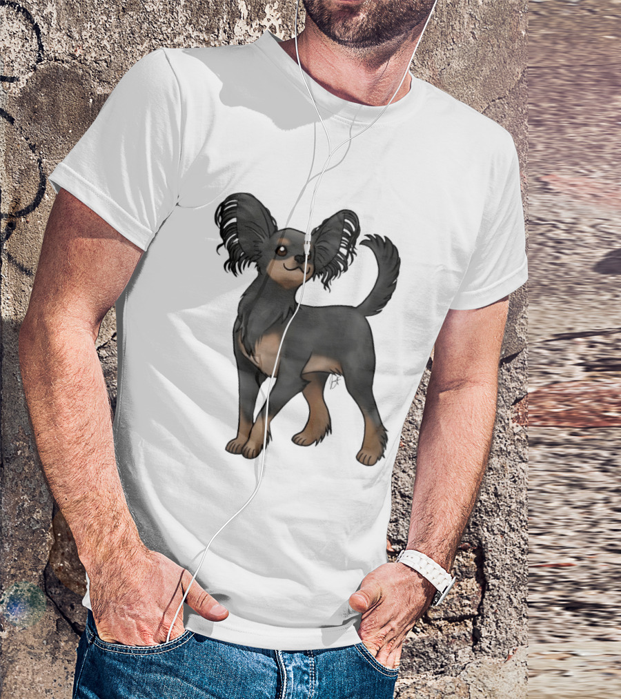 Russian Toy Dog Long Hair Black And Tan T-Shirt