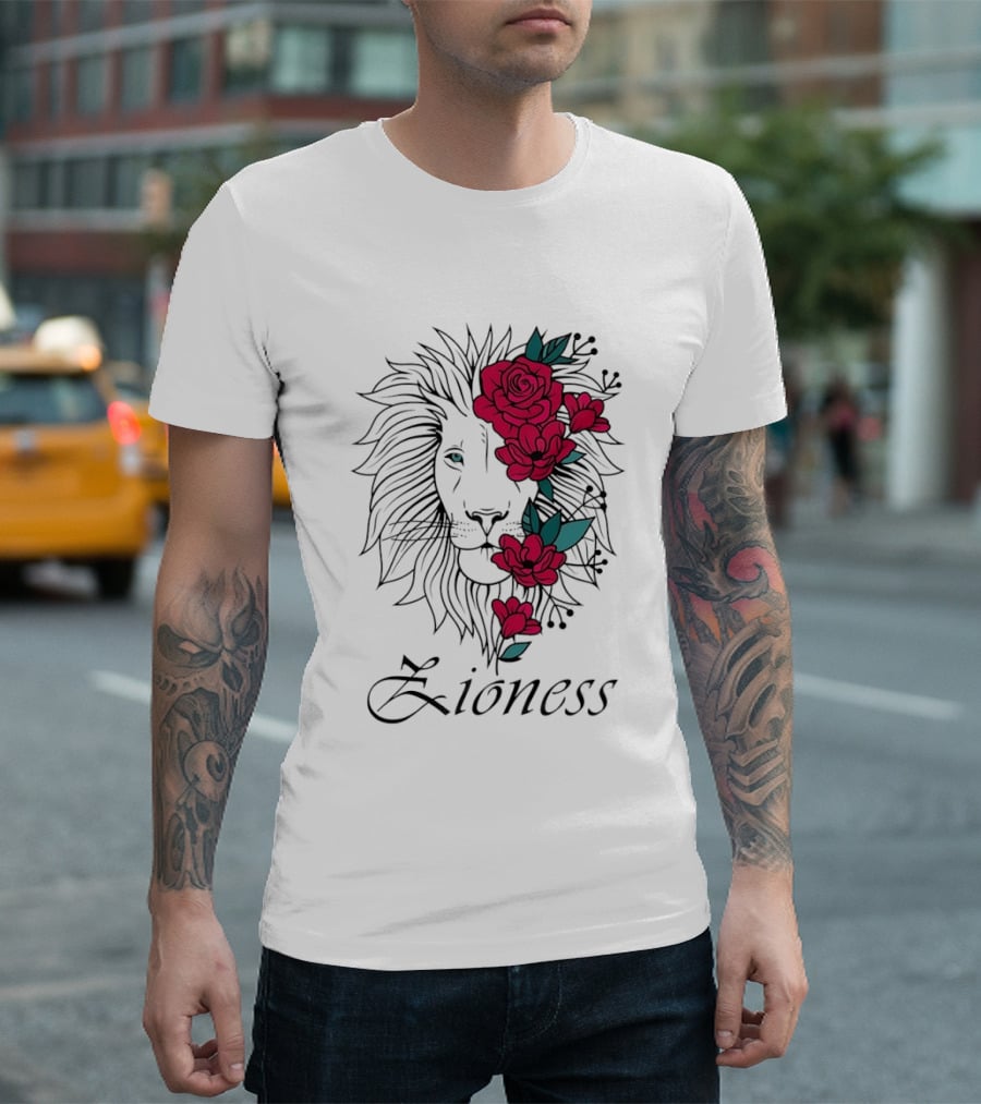 Lion Head Rose Lioness Zioness T-Shirt