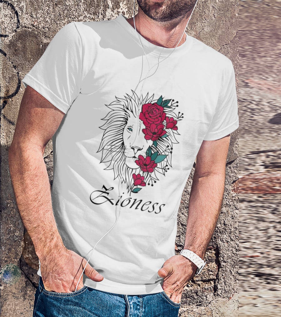 Lion Head Rose Lioness Zioness T-Shirt