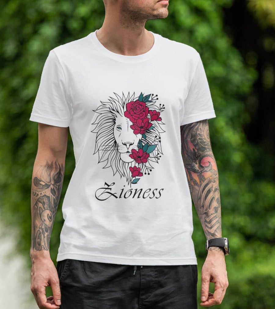 Lion Head Rose Lioness Zioness T-Shirt