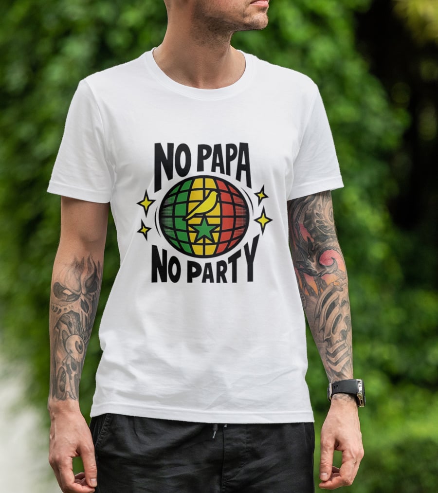 No Papa No Party Bird Star Globe Jamaican T-Shirt