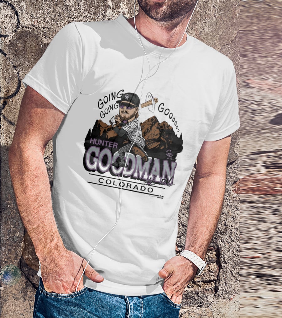 Hunter Goodman Going Going Going Colorado Rockies Caricature T-Shirt