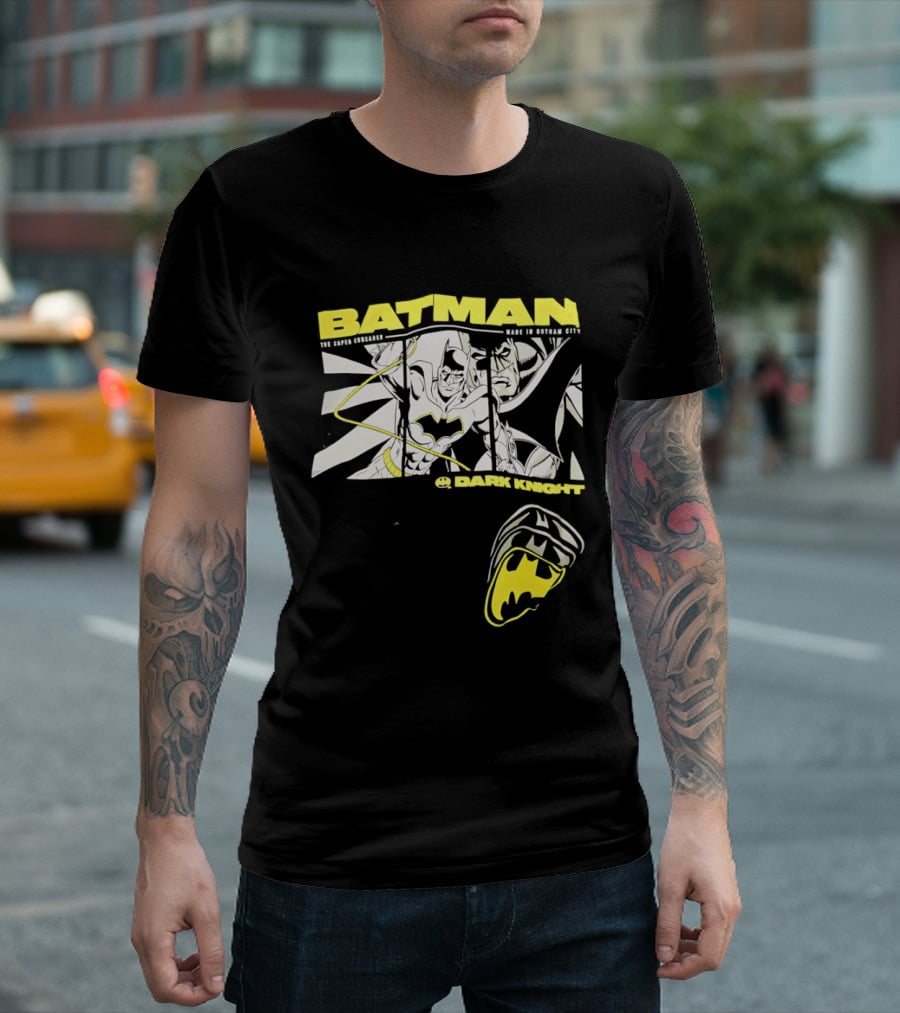 Batman Dark Knight Yellow Caped Crusader Montage T-Shirt