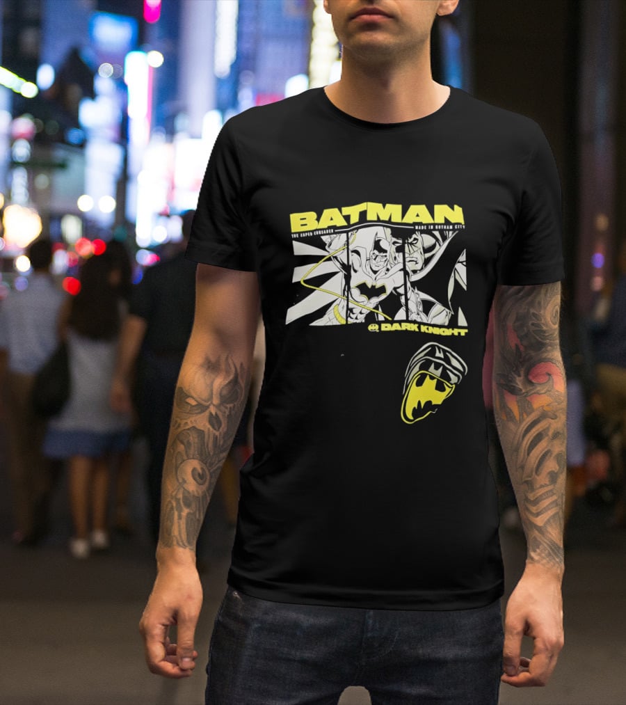 Batman Dark Knight Yellow Caped Crusader Montage T-Shirt