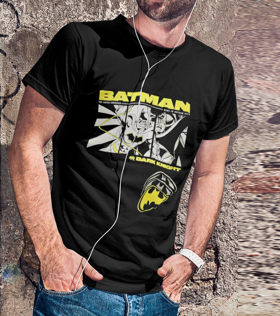 Batman Dark Knight Yellow Caped Crusader Montage T-Shirt