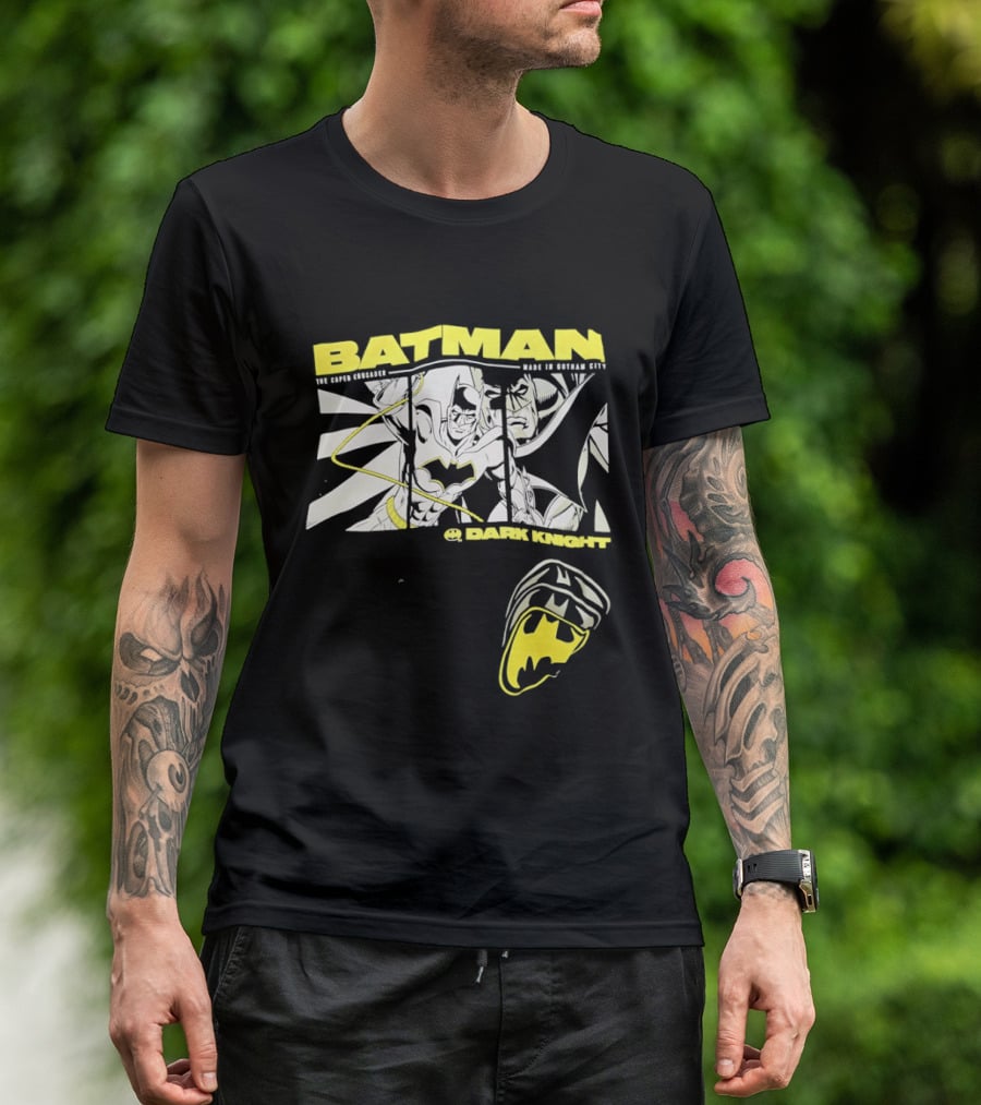 Batman Dark Knight Yellow Caped Crusader Montage T-Shirt