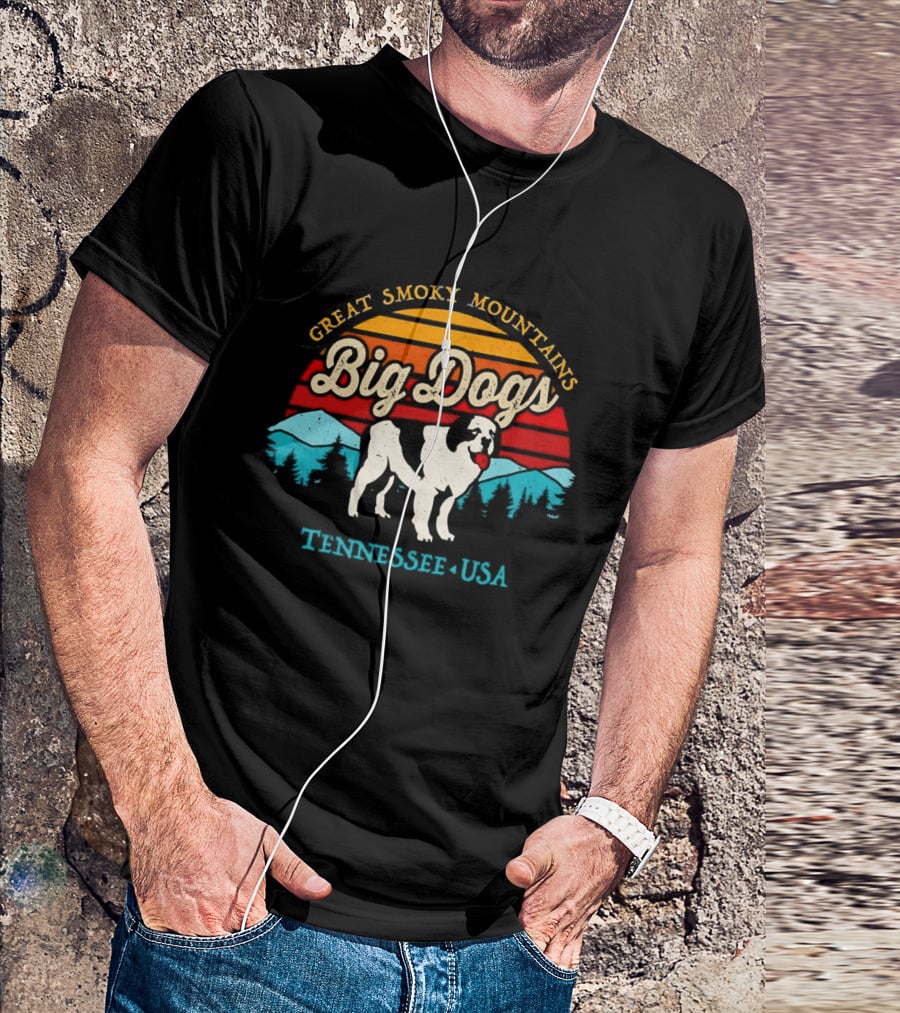 Great Smoky Mountains Big Dogs Tennessee USA Sunset Dog T-Shirt