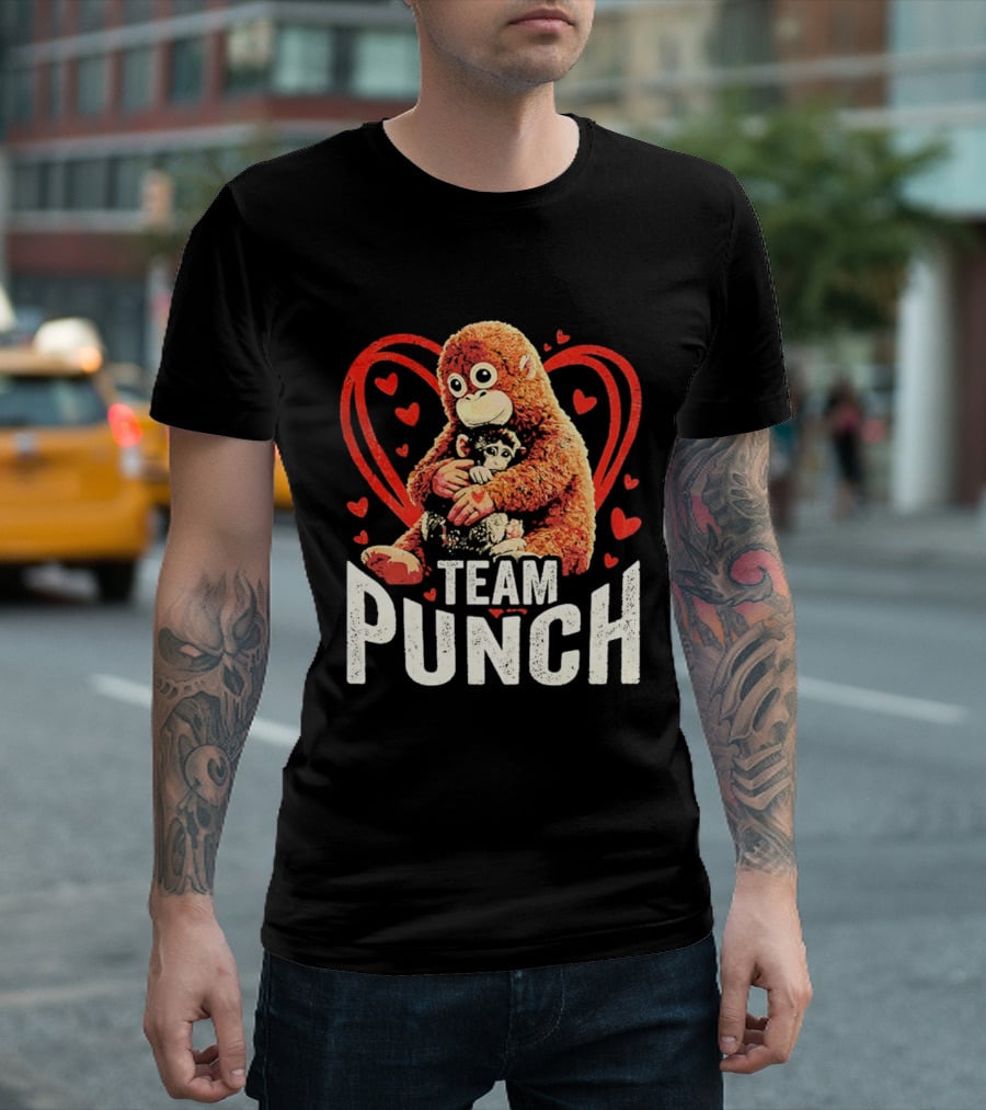 Team Punch Monkey Heart Loving Hug T-Shirt