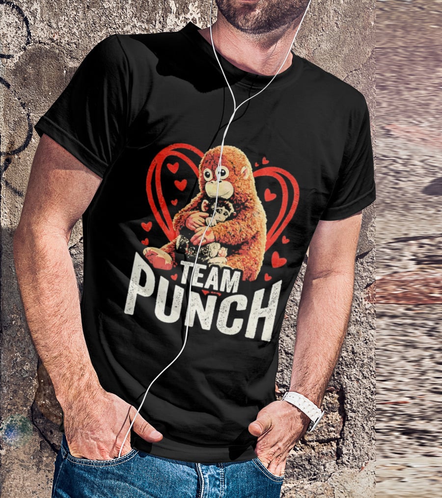 Team Punch Monkey Heart Loving Hug T-Shirt
