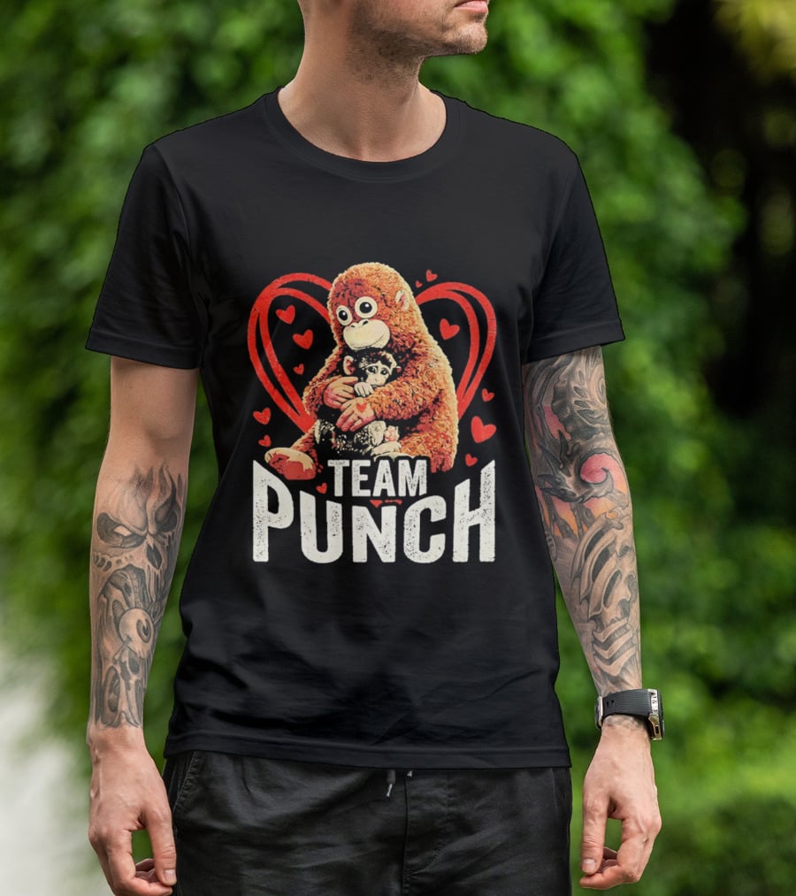 Team Punch Monkey Heart Loving Hug T-Shirt