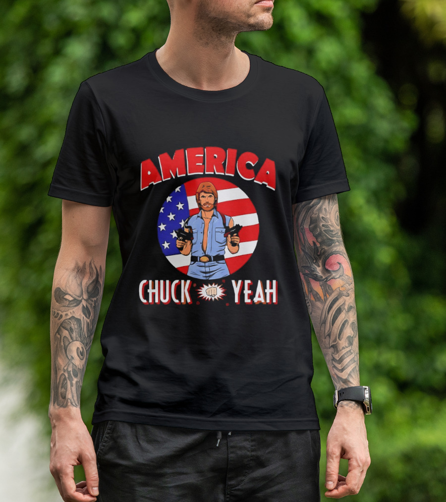 America Chuck Yeah Chuck Norris USA Flag T-Shirt