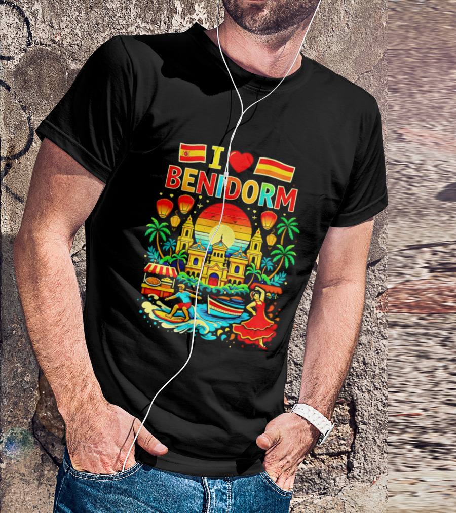 I Love Benidorm Spain Beach And Flamenco Celebration T-Shirt