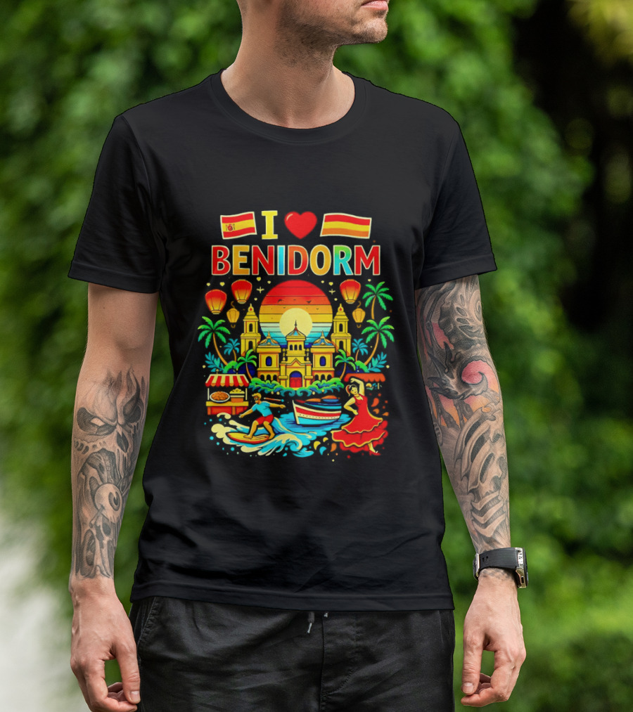 I Love Benidorm Spain Beach And Flamenco Celebration T-Shirt