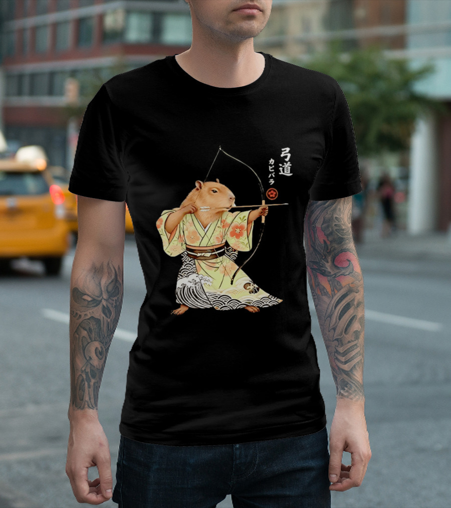 Capybara Kyudo Samurai Archery Japanese Animal T-Shirt