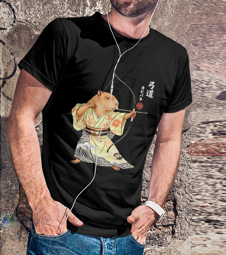 Capybara Kyudo Samurai Archery Japanese Animal T-Shirt