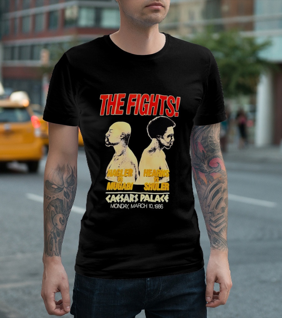 The Fights Hagler Vs Abi Hearns Vs Shuler Caesars Palace 1986 T-Shirt