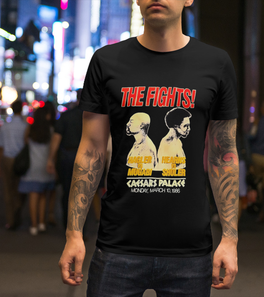 The Fights Hagler Vs Abi Hearns Vs Shuler Caesars Palace 1986 T-Shirt