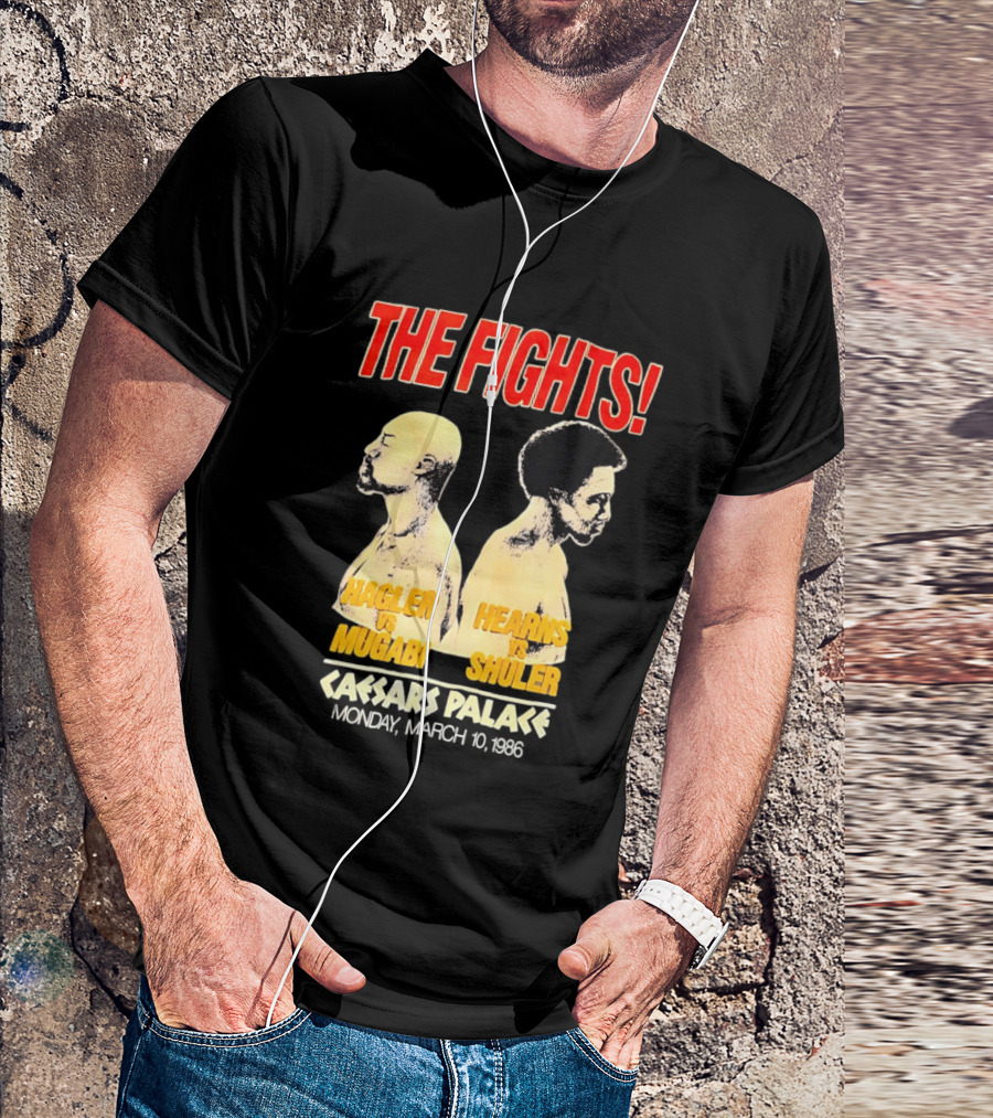 The Fights Hagler Vs Abi Hearns Vs Shuler Caesars Palace 1986 T-Shirt